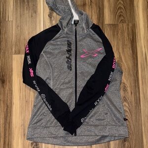 Ski-Doo Women's Gray and Pink Zip-Up Hoodie